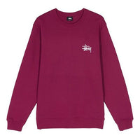 Men's Stussy Basic Back Alphabet Large logo Round Neck Long Sleeves Red 1914464WINE