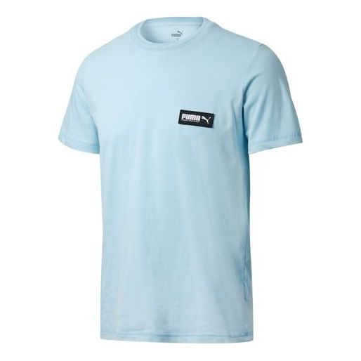 PUMA Fuslon Minimalistic Chest Alphabet Logo Label Short Sleeve Sky Blue 582687-18