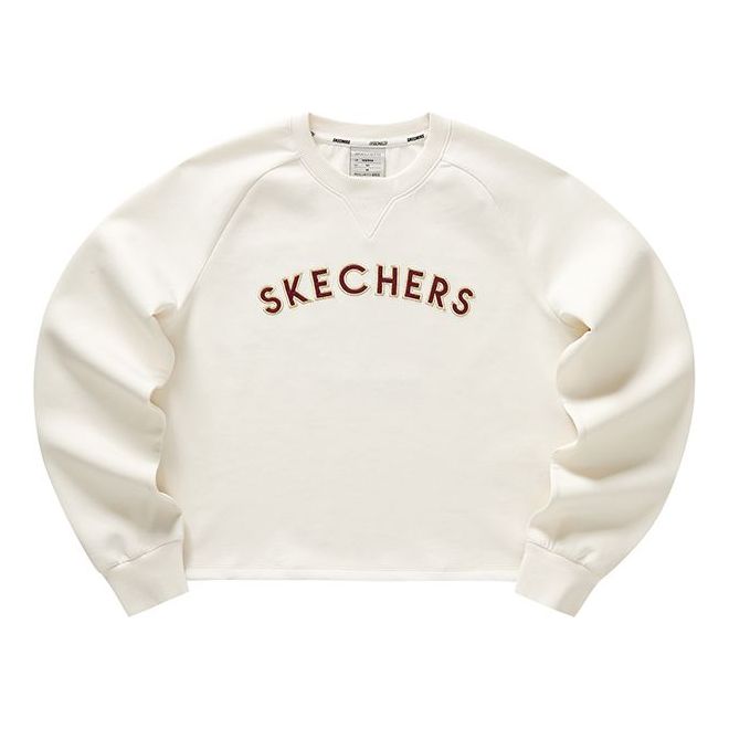 (WMNS) Skechers Logo Printed Crew Sweater 'White Red' L123W011-00PS