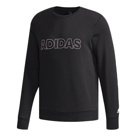 adidas Gfx Crew Hd Red Logo Printing Sports Round Neck Pullover Black CV6269