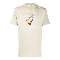 Men's Off-White Logo Printing Round Neck Short Sleeve Light Brown T-Shirt OMAA027F21JER0121784