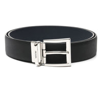 PRADA SS26 Saffiano Leather Reversible Belt 'Black Baltic Blue' 2CC004-053-F0RD7