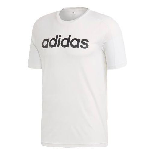 adidas Casual Sports Round Neck Training Short Sleeve White DU1234