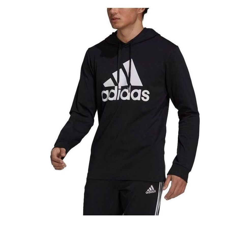 adidas Essentials Logo Hoodie Asia Sizing 'Black White' GV5281