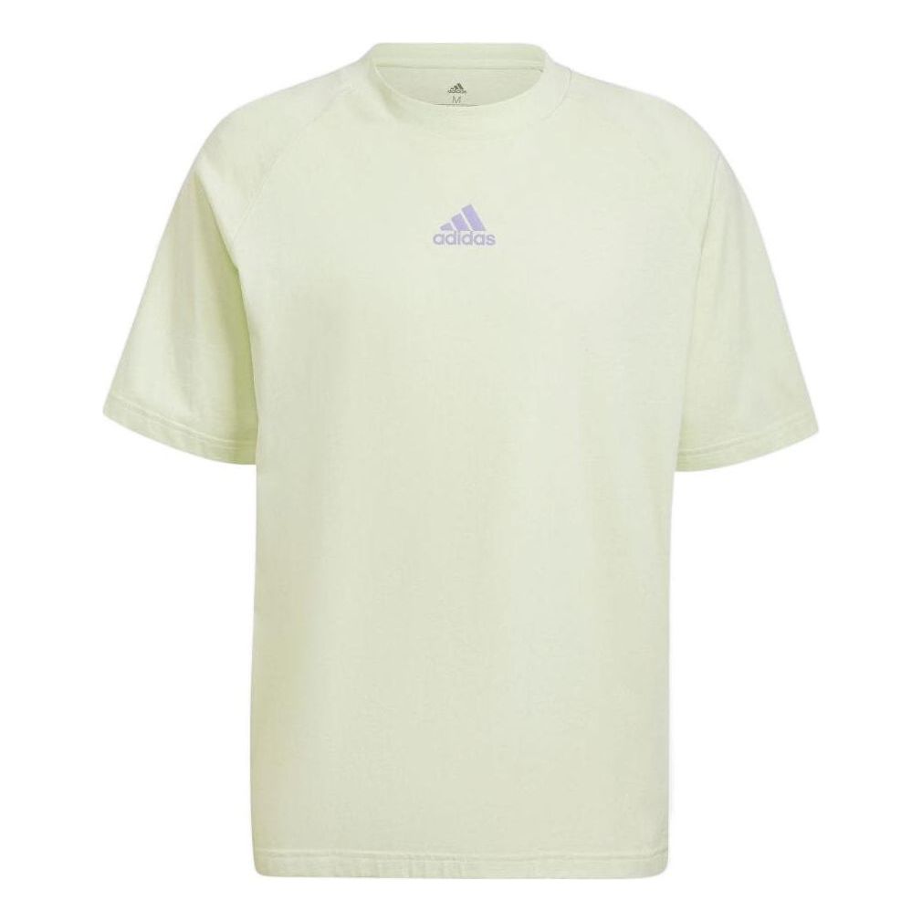Men's adidas Logo Printing Round Neck Pullover Short Sleeve Japanese Version Green T-Shirt HE4420