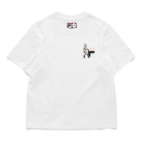 FILA FUSION Funny Printing Loose Sports Knit Short Sleeve White T11W125111F-WT