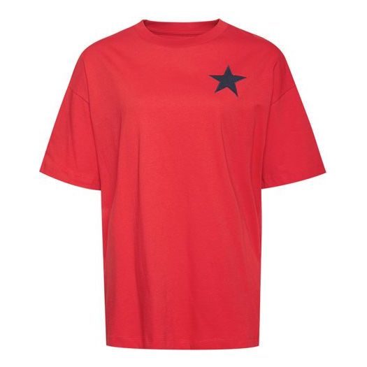 Converse Back Alphabet Smiling Face Printing Short Sleeve Unisex Red 10023739-610