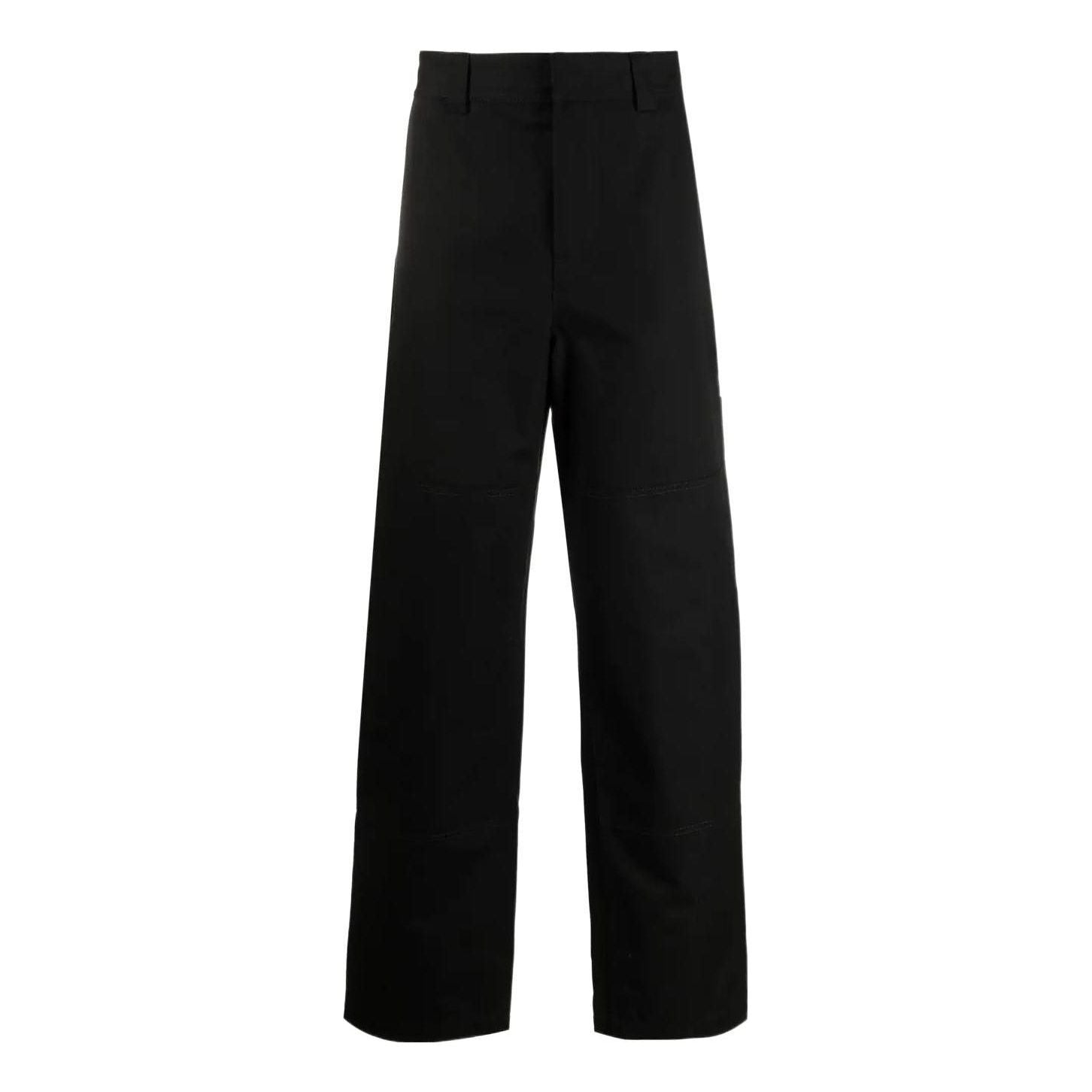 Men's Off-White FW22 Solid Color Stripe Printing Straight Casual Pants/Trousers Loose Fit Black OMCA207C99FAB0011001