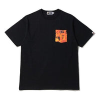 A Bathing Ape Flame Pocket Tee 'Black Orange' 1G20-109-005