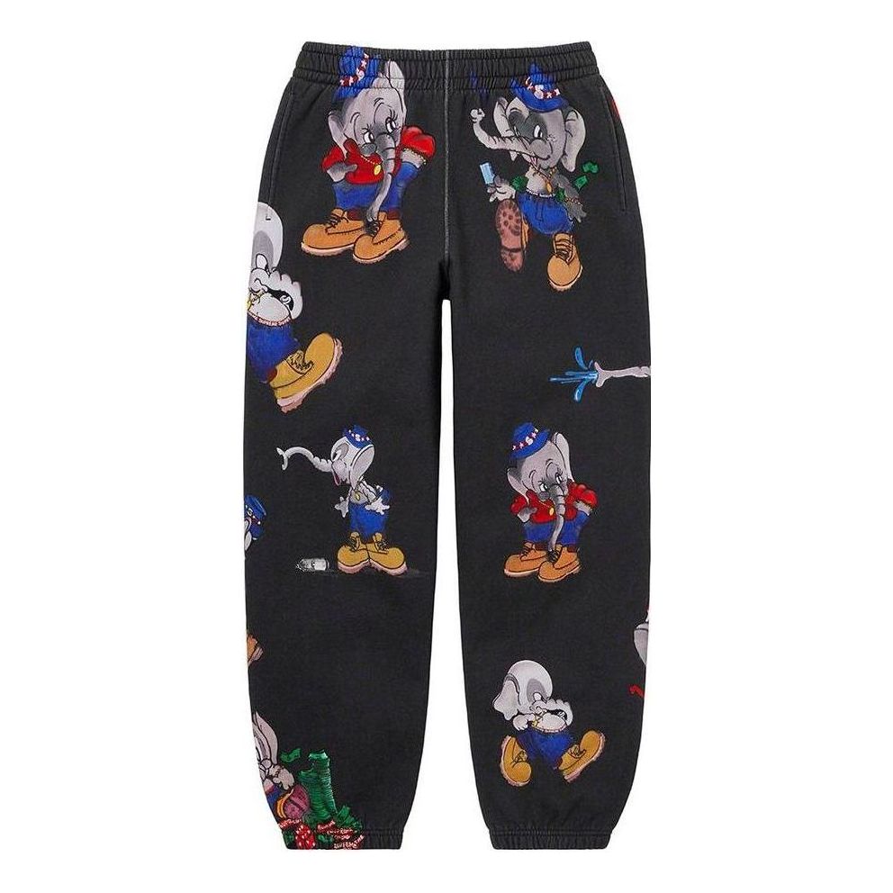 Supreme Elephant Sweatpants 'Black White Blue' SUP-FW22-009