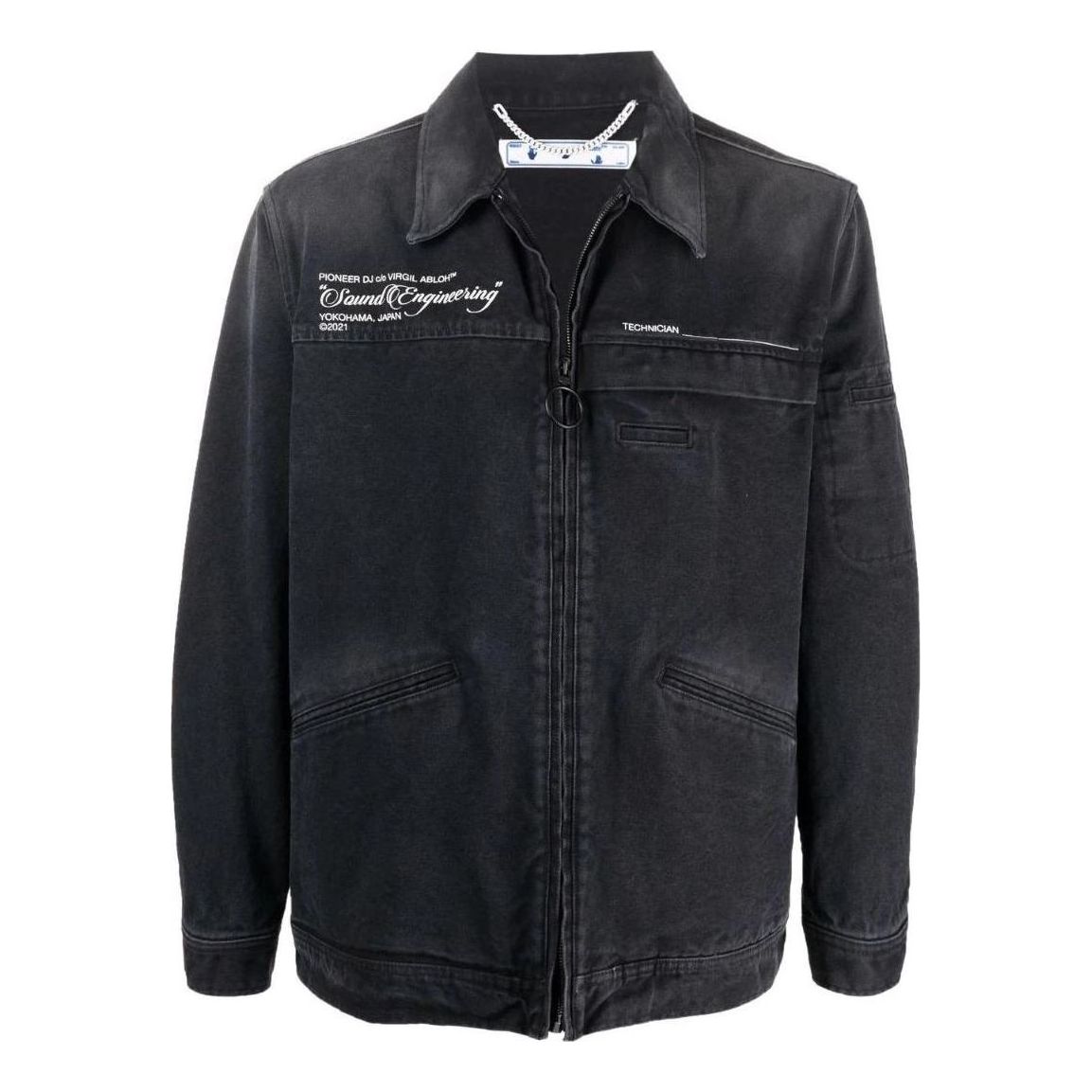 Men's Off-White SS22 Solid Color Denim Dark Grey Jacket OMEA210G21FAB00110591059