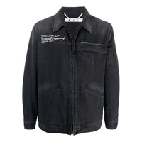 Men's Off-White SS22 Solid Color Denim Dark Grey Jacket OMEA210G21FAB00110591059