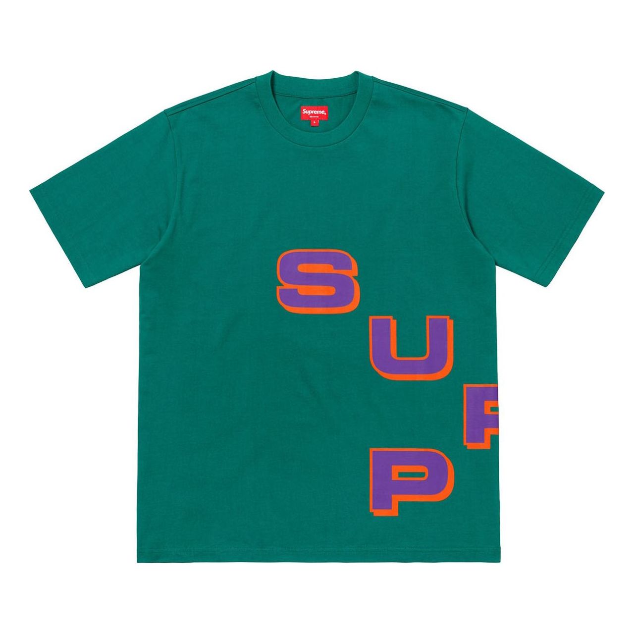 Supreme FW18 Stagger Tee Teal Alphabet logo Short Sleeve Green SUP-FW18-275