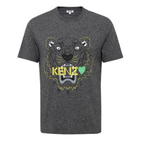Men's KENZO Classic Tiger Head Pattern Pure Cotton Short Sleeve Dark Grey T-Shirt F965TS0314Y4-98