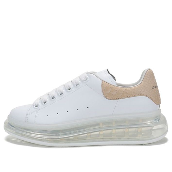 (WMNS) Alexander McQueen Clear Sole Oversized Sneaker 'Beige Embossed Suede Crocodile' 650796WHZ4V9728