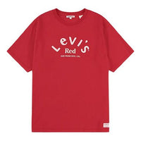 Men's Levis Red Series Embroidered Alphabet Printing Round Neck Short Sleeve Red A0192-0001