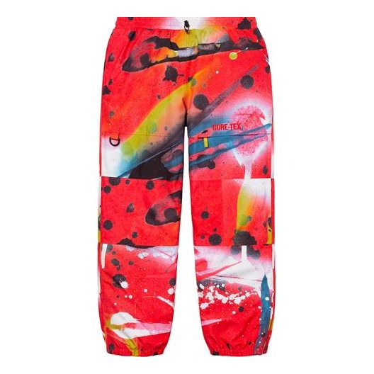 Supreme SS20 Week 1 GORE-TEX Pant waterproof Bundle Feet Splash Ink Art Paintings Printing Casual Pants Unisex Red SUP-SS20-131
