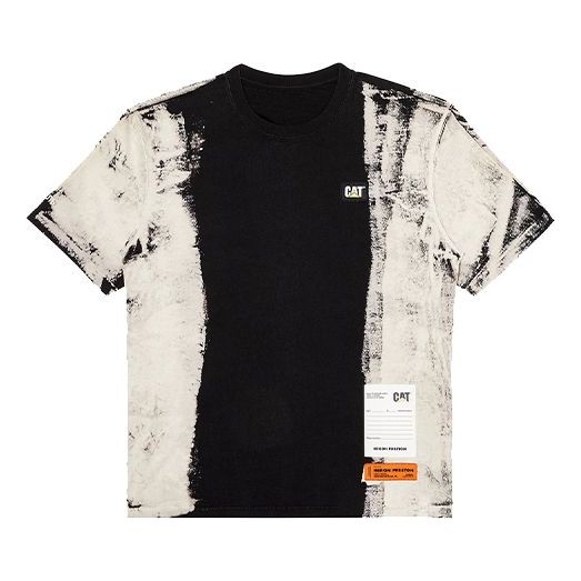 Men's HERON PRESTON X Caterpillar S/S Short Sleeve Printing Short Sleeve Black White T-Shirt HMAA019F20JER0051201