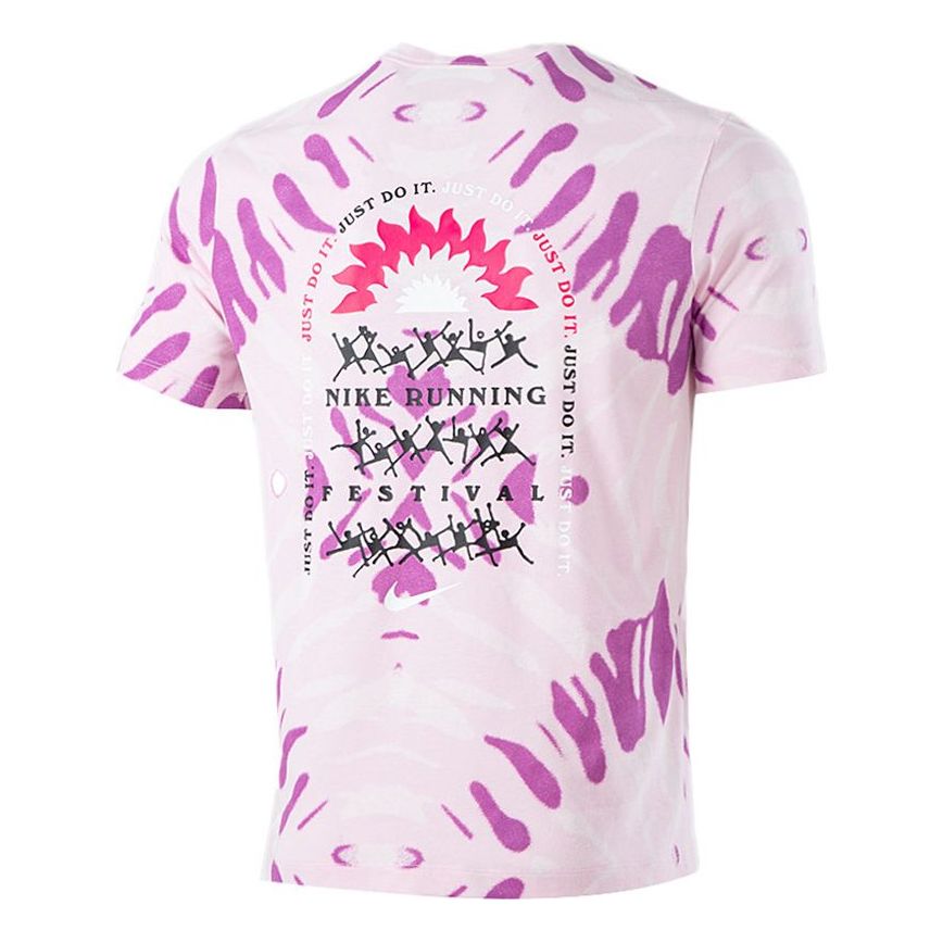 Nike Tie Dye Printing Sports Round Neck Short Sleeve Pink CZ9892-663