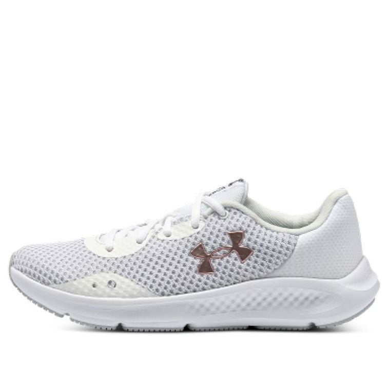 (WMNS) Under Armour Charged Pursuit 3 Metallic 'White Pink' 3025847-101