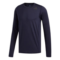 Men's adidas Casual Logo Printing Round Neck Pullover Long Sleeves Blue T-Shirt DX9411