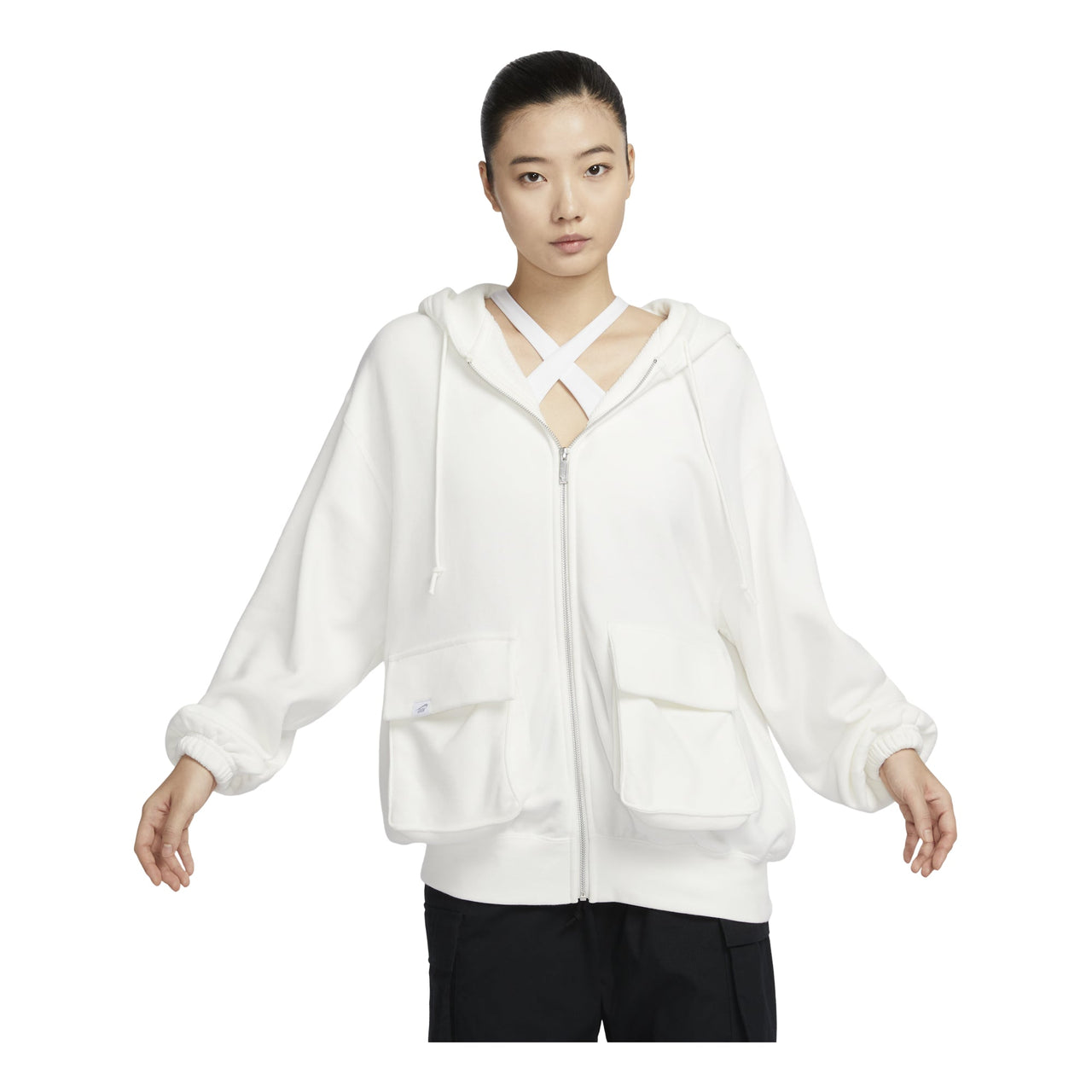 (WMNS) Nike Sportswear Oversized Full-Zip French Terry Hoodie Asia Sizing 'Sail Light Orewood Brown' FV7516-133
