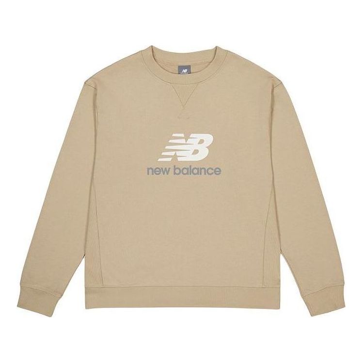 New Balance NB Essentials Stacked Logo Crewneck Sweatshirt Asia Sizing 'Tan' AMT41356-SOT