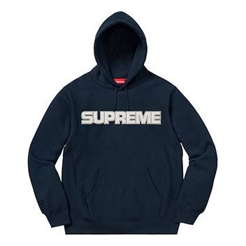 Supreme FW18 Perforated Leather Hooded Sweatshirt Navy SUP-FW18-121