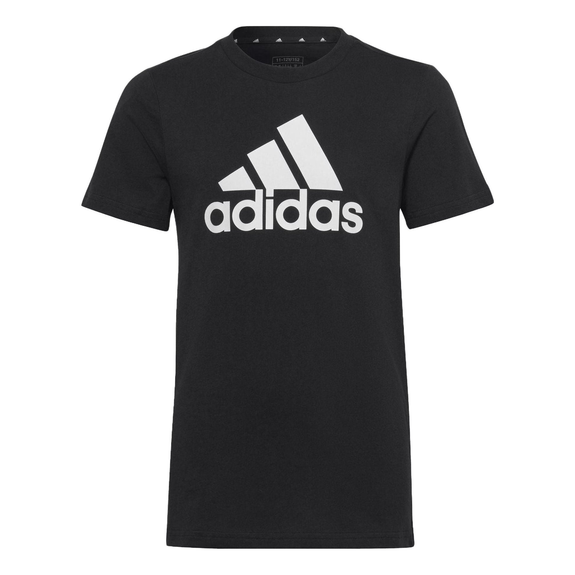 (GS) adidas Essentials Big Logo Cotton Slim T-Shirt Asia Sizing 'Black White' IC9959