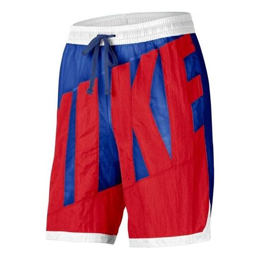 Nike Alphabet Printing Casual Sports Basketball Shorts Red Blue AT3165-482