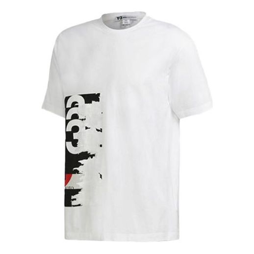 Men's Y-3 Printing Casual Round Neck Short Sleeve White T-Shirt GK4389