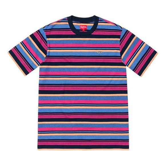 Supreme SS19 Multi Stripe S/S Top Navy Short Sleeve Unisex Navy Blue SUP-SS19-130