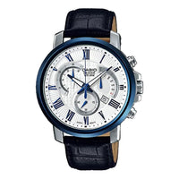 Men's CASIO Quartz Watch Leather Strap White Dial Analog Mens BEM-520BUL-7A1