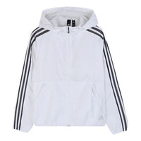 (WMNS) adidas Plaid Applique Windtight Hooded Jacket Coat White EH3901