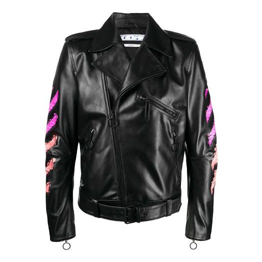 Off-White SS21 lapel Printing Jacket Black OMJG016R21LEA0011032