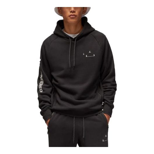 Air Jordan Solid Color Minimalistic Alphabet Long Sleeves Pullover Hoodie Men's Black DQ7882-010