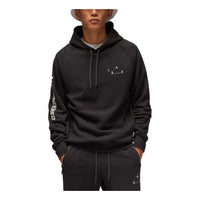 Air Jordan Solid Color Minimalistic Alphabet Long Sleeves Pullover Hoodie Men's Black DQ7882-010