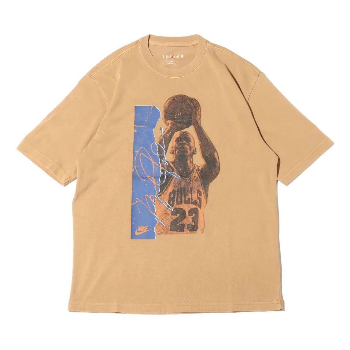 Men's Jordan Character Basketball Offset Printing Short Sleeve Brown T-Shirt DA9892-200