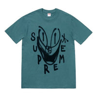 Supreme FW18 Smile Tee Slate Graffiti Smiling Face Printing Short Sleeve Unisex Blue SUP-FW18-1174