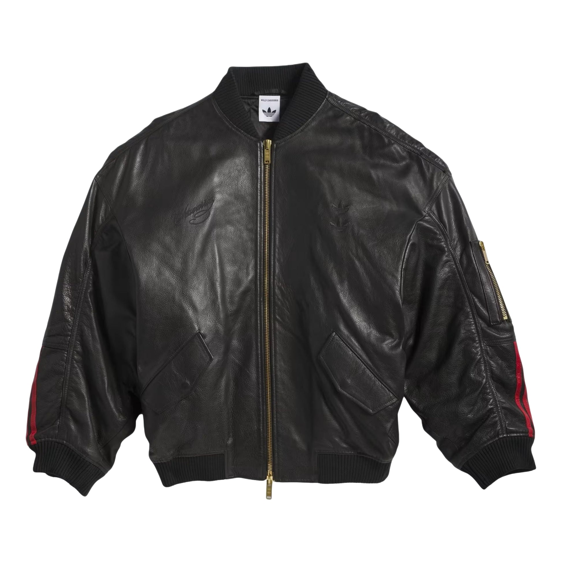 adidas x Chavarria Leather Bomber Jacket 'Black' KD9356