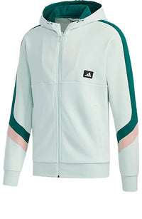 Men's adidas Colorblock Sports logo Casual Hooded Jacket Light Green GM4432