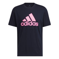 adidas Logo Pen Fill Sportswear Graphic Tee 'Navy' HS2515