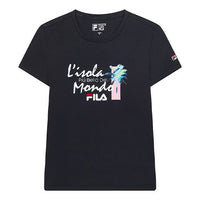 (WMNS) FILA Alphabet Printing Casual Sports Round Neck Short Sleeve Navy Blue F11W028132FNV