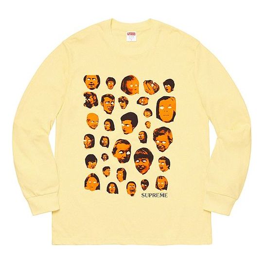 Supreme FW19 Week 1 Faces L/S Tee Human Face Printing Long Sleeves Unisex Yellow SUP-FW19-204