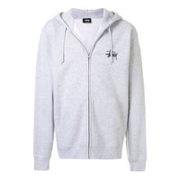 Men's Stussy Printing Logo Zipper hooded Long Sleeves Jacket Gray 1974535