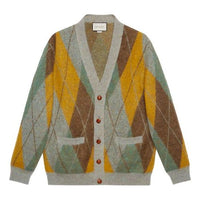 Men's Gucci SS21 Pattern Wool Cardigan Gray Green 633827-XKBI0-3227