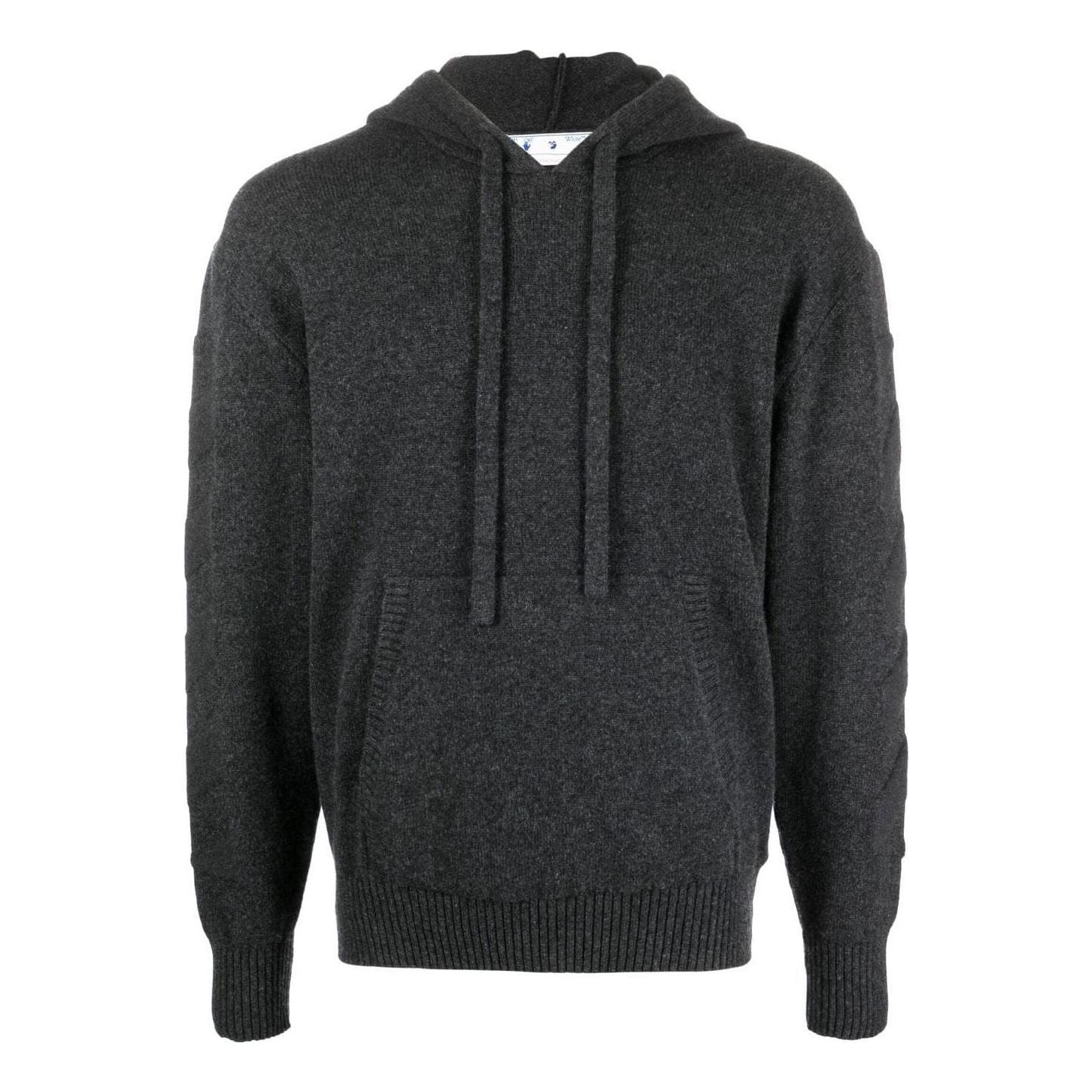 Men's Off-White SS22 Solid Color Back logo Printing Hooded Long Sleeves Gray OMHA097C99KNI0011111