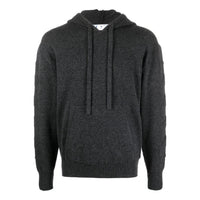 Men's Off-White SS22 Solid Color Back logo Printing Hooded Long Sleeves Gray OMHA097C99KNI0011111
