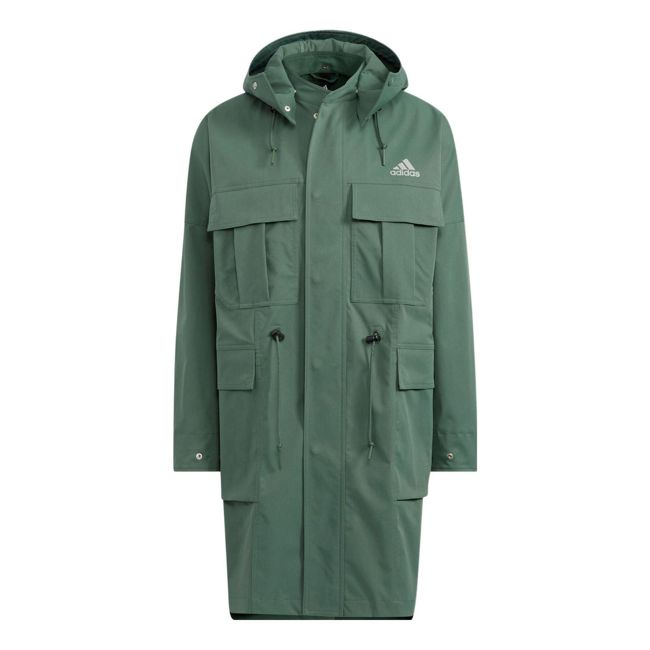 Men's adidas Prsve Long Wv J Solid Color Chest Brand Logo Printing Jacket Green HM2710