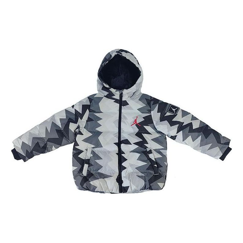 (GS) Air Jordan Essential Print Ripstop Puffer Jacket 'White Black' FV5778-133